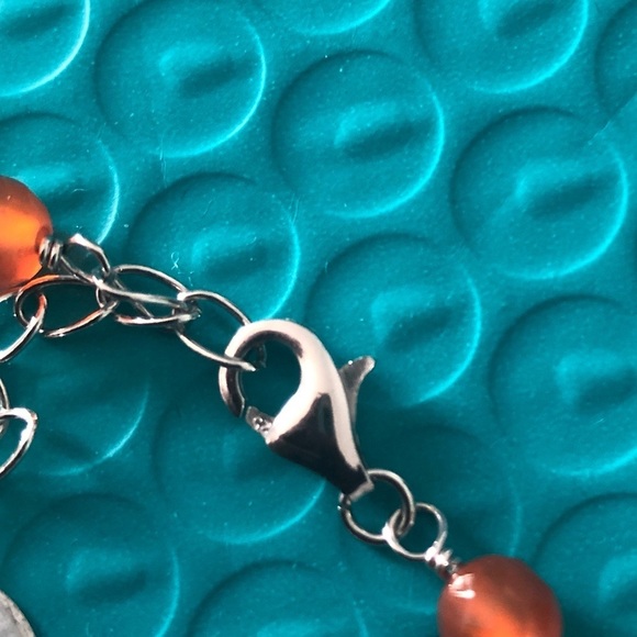 Sterling Silver Carnelian Agate Necklace Earrings - Picture 5 of 9